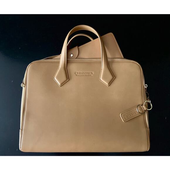 Women's Tan Leather Attache/Briefcase w/Matching Leather Portfolio - Picture 13 of 16